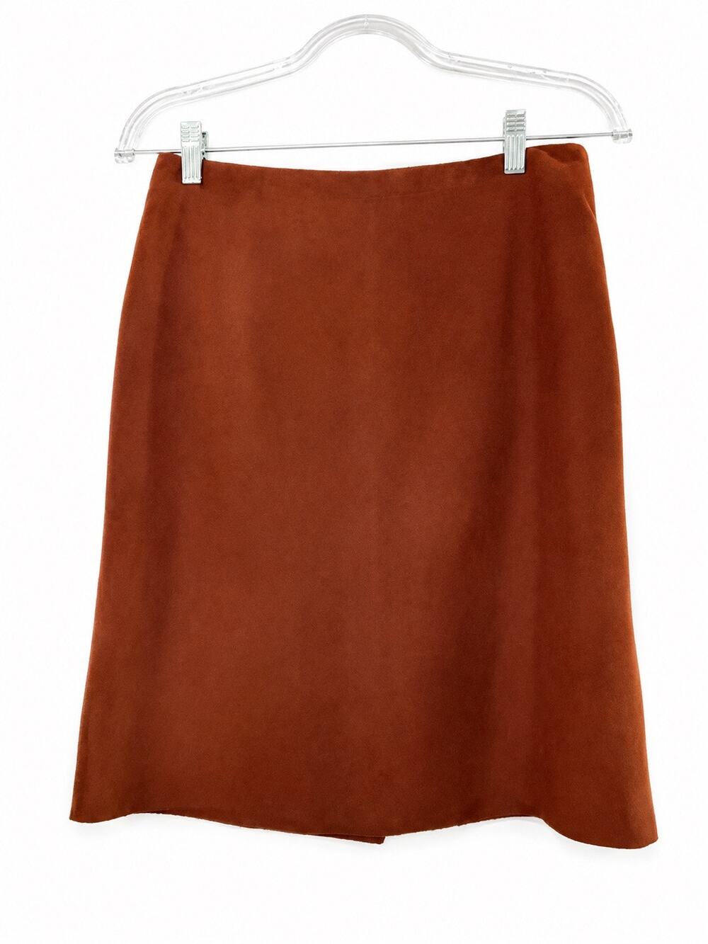 Ann Taylor Women’s Size 8 Genuine Leather Suede A-Line Skirt Rust Cognac Brown